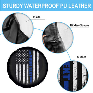Personalized Police Spare Tire Cover Custom Text Name Vintage American Flag Law Enforcement Gift