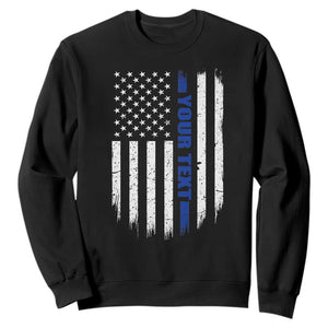 Personalized Police Sweatshirt Custom Text Name Vintage American Flag Law Enforcement Gift