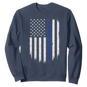 Personalized Police Sweatshirt Custom Text Name Vintage American Flag Law Enforcement Gift