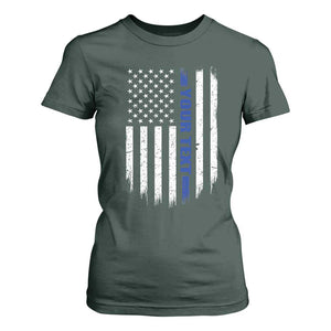 Personalized Police T Shirt For Women Custom Text Name Vintage American Flag Law Enforcement Gift
