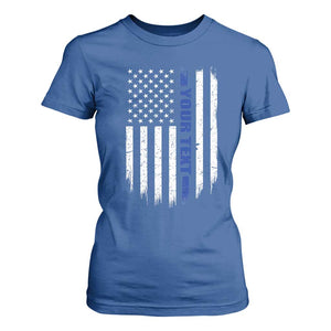 Personalized Police T Shirt For Women Custom Text Name Vintage American Flag Law Enforcement Gift