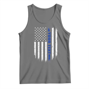 Personalized Police Tank Top Custom Text Name Vintage American Flag Law Enforcement Gift