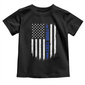 Personalized Police Toddler T Shirt Custom Text Name Vintage American Flag Law Enforcement Gift