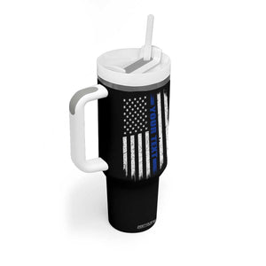 Personalized Police Tumbler With Handle Custom Text Name Vintage American Flag Law Enforcement Gift