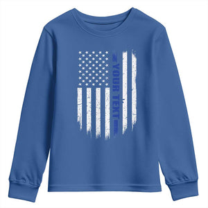 Personalized Police Youth Sweatshirt Custom Text Name Vintage American Flag Law Enforcement Gift