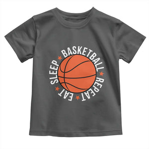 Basketball Lover Toddler T Shirt Eat Sleep Basketball Repeat TS11 Dark Heather Print Your Wear