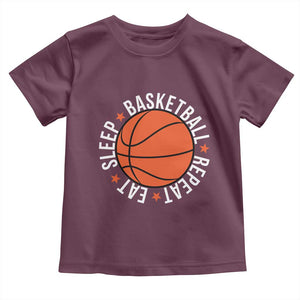Basketball Lover Toddler T Shirt Eat Sleep Basketball Repeat TS11 Maroon Print Your Wear