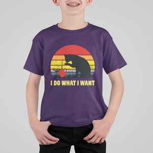 Funny Black Cat T Shirt For Kid I Do What I Want Vintage Coffe Cup TS11 Purple Print Your Wear