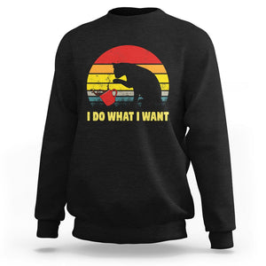Funny Black Cat Sweatshirt I Do What I Want Vintage Coffe Cup TS11 Black Print Your Wear