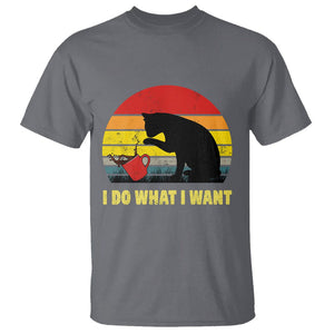Funny Black Cat T Shirt I Do What I Want Vintage Coffe Cup TS11 Charcoal Print Your Wear