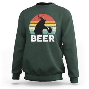 Funny Bear Deer Sweatshirt Vintage Retro Beer Mug TS11 Dark Forest Green Print Your Wear