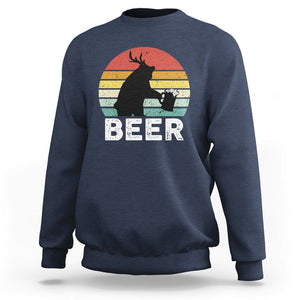 Funny Bear Deer Sweatshirt Vintage Retro Beer Mug TS11 Navy Print Your Wear