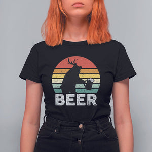 Funny Bear Deer T Shirt For Women Vintage Retro Beer Mug TS11 Black Print Your Wear