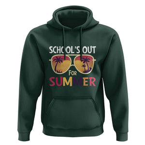 Schools Out For Summer Hoodie End Of School Retro Sunglasses Summer Vacation TS11 Dark Forest Green Print Your Wear