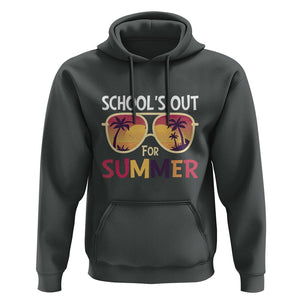 Schools Out For Summer Hoodie End Of School Retro Sunglasses Summer Vacation TS11 Dark Heather Print Your Wear