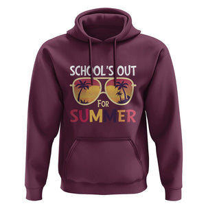 Schools Out For Summer Hoodie End Of School Retro Sunglasses Summer Vacation TS11 Maroon Print Your Wear
