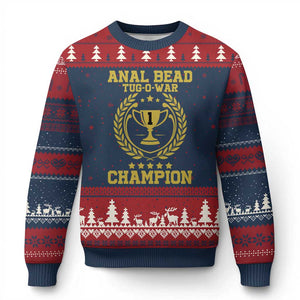 Funny #1 Anal Bead Tug O War Champion Ugly Christmas Sweater Adult Humor Cringe - Print Your Wear