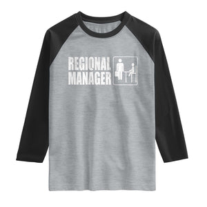 Regional Manager Raglan Shirt Funny Dad Baby Matching TS11 Heather Gray Black Print Your Wear