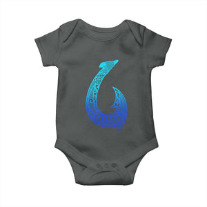 Tribal Makau Hawaiian Fish Hook Pacific Islander Hawaiian Baby Onesie TS11 Dark Heather Print Your Wear