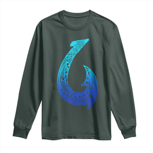 Tribal Makau Hawaiian Fish Hook Pacific Islander Hawaiian Long Sleeve Shirt TS11 Dark Forest Green Print Your Wear