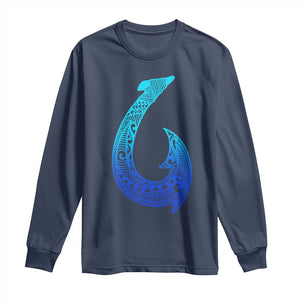 Tribal Makau Hawaiian Fish Hook Pacific Islander Hawaiian Long Sleeve Shirt TS11 Navy Print Your Wear