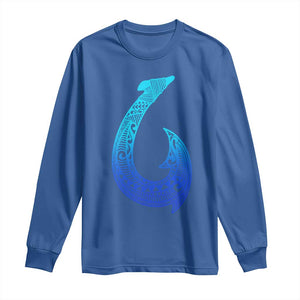 Tribal Makau Hawaiian Fish Hook Pacific Islander Hawaiian Long Sleeve Shirt TS11 Royal Blue Print Your Wear