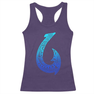 Tribal Makau Hawaiian Fish Hook Pacific Islander Hawaiian Racerback Tank Top TS11 Purple Print Your Wear