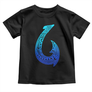 Tribal Makau Hawaiian Fish Hook Pacific Islander Hawaiian Toddler T Shirt TS11 Black Print Your Wear