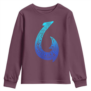 Tribal Makau Hawaiian Fish Hook Pacific Islander Hawaiian Youth Sweatshirt TS11 Maroon Print Your Wear