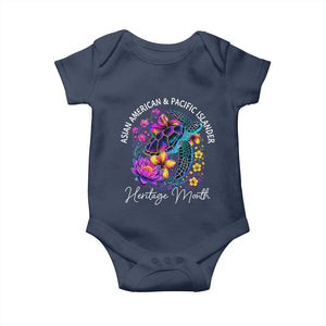 AAPI Asian American and Pacific Islander Heritage Month Baby Onesie Floral Sea Turtle TS11 Navy Print Your Wear