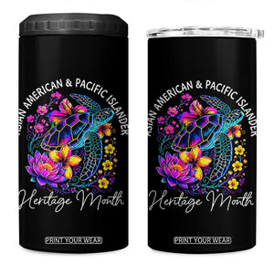 AAPI Asian American and Pacific Islander Heritage Month 4 in 1 Can Cooler Tumbler Floral Sea Turtle TS11 One Size: 16 oz Black Print Your Wear