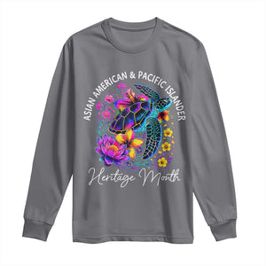AAPI Asian American and Pacific Islander Heritage Month Long Sleeve Shirt Floral Sea Turtle TS11 Charcoal Print Your Wear