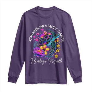 AAPI Asian American and Pacific Islander Heritage Month Long Sleeve Shirt Floral Sea Turtle TS11 Purple Print Your Wear