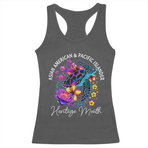 AAPI Asian American and Pacific Islander Heritage Month Racerback Tank Top Floral Sea Turtle TS11 Dark Heather Print Your Wear