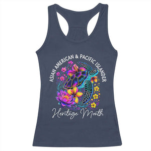 AAPI Asian American and Pacific Islander Heritage Month Racerback Tank Top Floral Sea Turtle TS11 Navy Print Your Wear