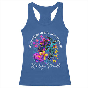 AAPI Asian American and Pacific Islander Heritage Month Racerback Tank Top Floral Sea Turtle TS11 Royal Blue Print Your Wear