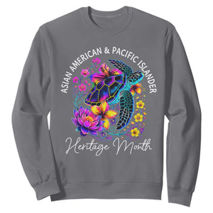 AAPI Asian American and Pacific Islander Heritage Month Sweatshirt Floral Sea Turtle TS11 Charcoal Print Your Wear