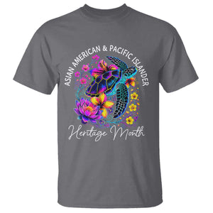 AAPI Asian American and Pacific Islander Heritage Month T Shirt Floral Sea Turtle TS11 Charcoal Print Your Wear