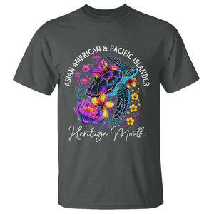 AAPI Asian American and Pacific Islander Heritage Month T Shirt Floral Sea Turtle TS11 Dark Heather Print Your Wear