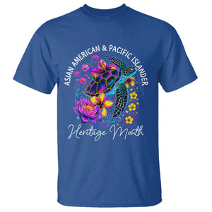 AAPI Asian American and Pacific Islander Heritage Month T Shirt Floral Sea Turtle TS11 Royal Blue Print Your Wear