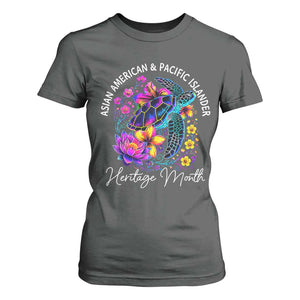 AAPI Asian American and Pacific Islander Heritage Month T Shirt For Women Floral Sea Turtle TS11 Dark Heather Print Your Wear