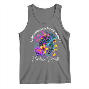 AAPI Asian American and Pacific Islander Heritage Month Tank Top Floral Sea Turtle TS11 Black Heather Print Your Wear