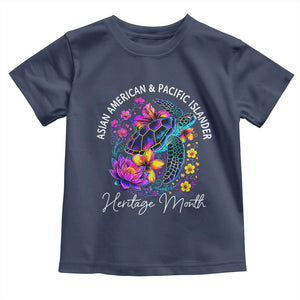 AAPI Asian American and Pacific Islander Heritage Month Toddler T Shirt Floral Sea Turtle TS11 Navy Print Your Wear