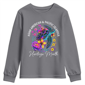 AAPI Asian American and Pacific Islander Heritage Month Youth Sweatshirt Floral Sea Turtle TS11 Charcoal Print Your Wear