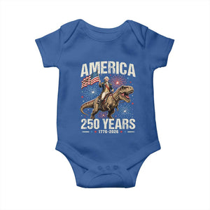 America 250 Years George Washington Riding Tyrannosaurus Rex Baby Onesie TS11 Royal Blue Print Your Wear