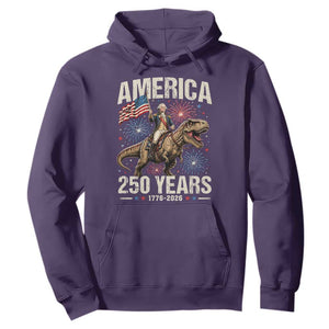 America 250 Years George Washington Riding Tyrannosaurus Rex Hoodie TS11 Purple Print Your Wear