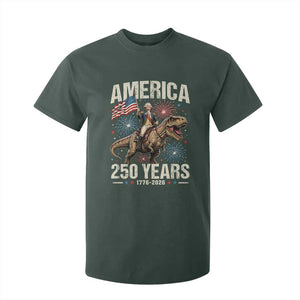 America 250 Years George Washington Riding Tyrannosaurus Rex T Shirt For Kid TS11 Dark Forest Green Print Your Wear