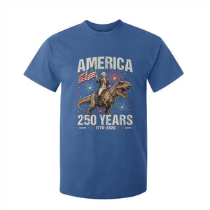America 250 Years George Washington Riding Tyrannosaurus Rex T Shirt For Kid TS11 Royal Blue Print Your Wear