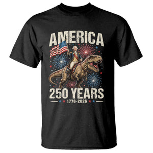 America 250 Years George Washington Riding Tyrannosaurus Rex T Shirt TS11 Black Print Your Wear