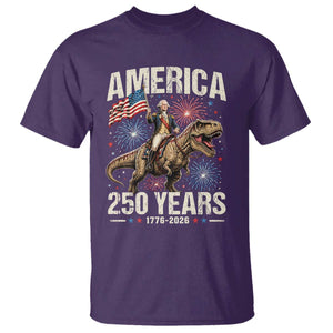 America 250 Years George Washington Riding Tyrannosaurus Rex T Shirt TS11 Purple Print Your Wear